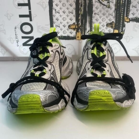 New Authentic Balenciaga 3XL Sneakers 'Grey Black Green Mesh and Polyurethane - Picture 1 of 10